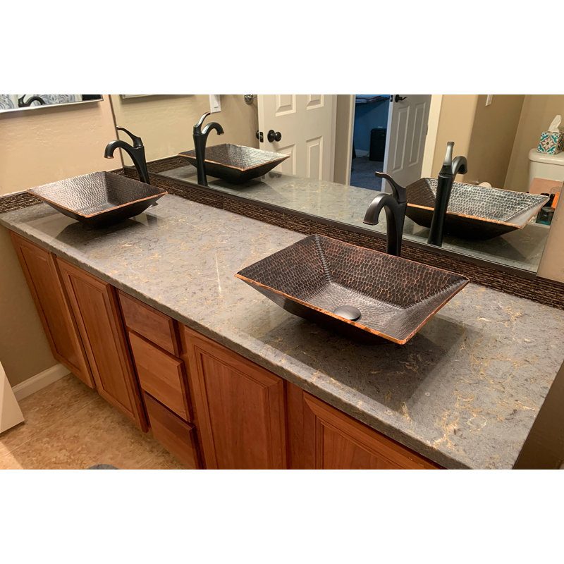 17" Modern Rectangle Hand Forged Old World Copper Vessel Sink