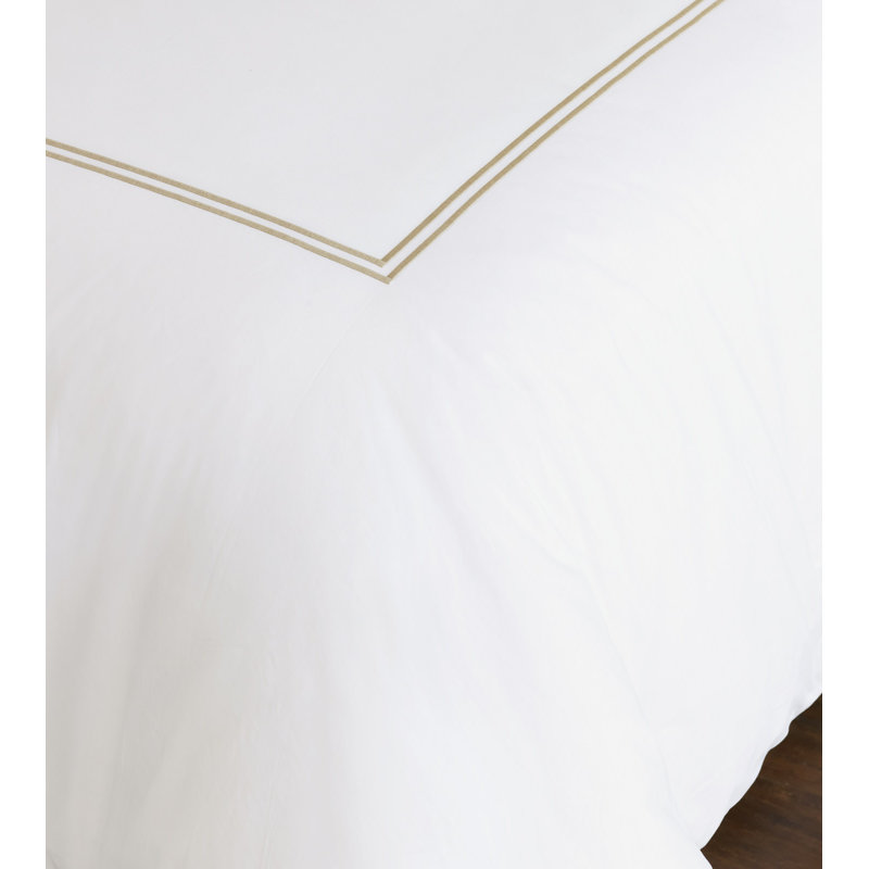 Enzo Cotton Percale Duvet Cover, Super King Duvet Cover, White/Sable