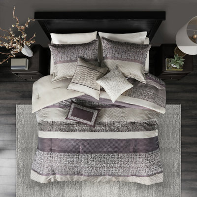Literie 7 pièces de luxe - mauve, édredon 7 pièces