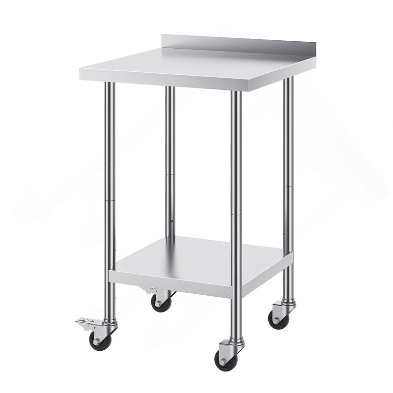 24 X 24 X 40 Inch Stainless Steel Work Table, Commercial Food Prep Worktable With Casters, Heavy Duty Prep Worktable, Metal Work Table With Adjustable Height For Restaurant, Home And Hotel