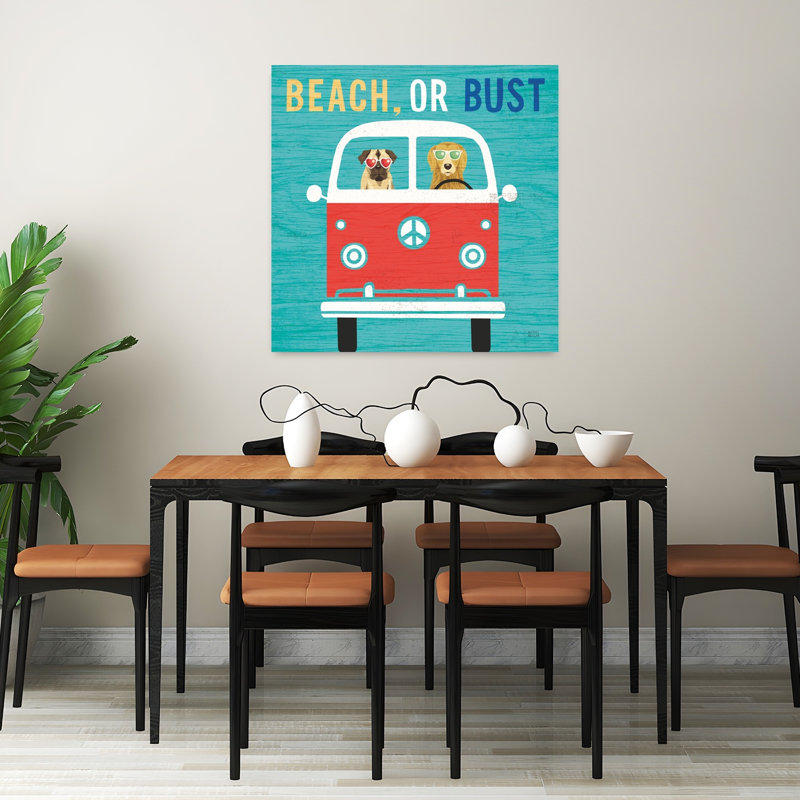 Beach Bums Bus, capricieuse, art côtier, H 32 po x l 32 po