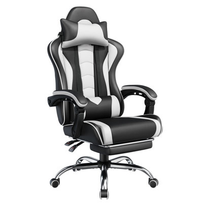 Metro Lane Adjustable Reclining Ergonomic Faux Leather Swiveling PC & Racing Game Chair with Footrest