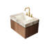 Meuble-lavabo suspendu de 76 cm avec lavabo intégré, rangement en contreplaqué, comptoir en pierre frittée grise, lavabo en céramique avec 3 trous prépercés, fini chêne brun, résistant au feu, facile d'entretien, meuble, dessus et trop-plein inclus.