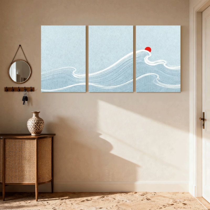 Ensemble de 3 impressions sur toile, motif nautique et plage, H 24 po x l 48 po