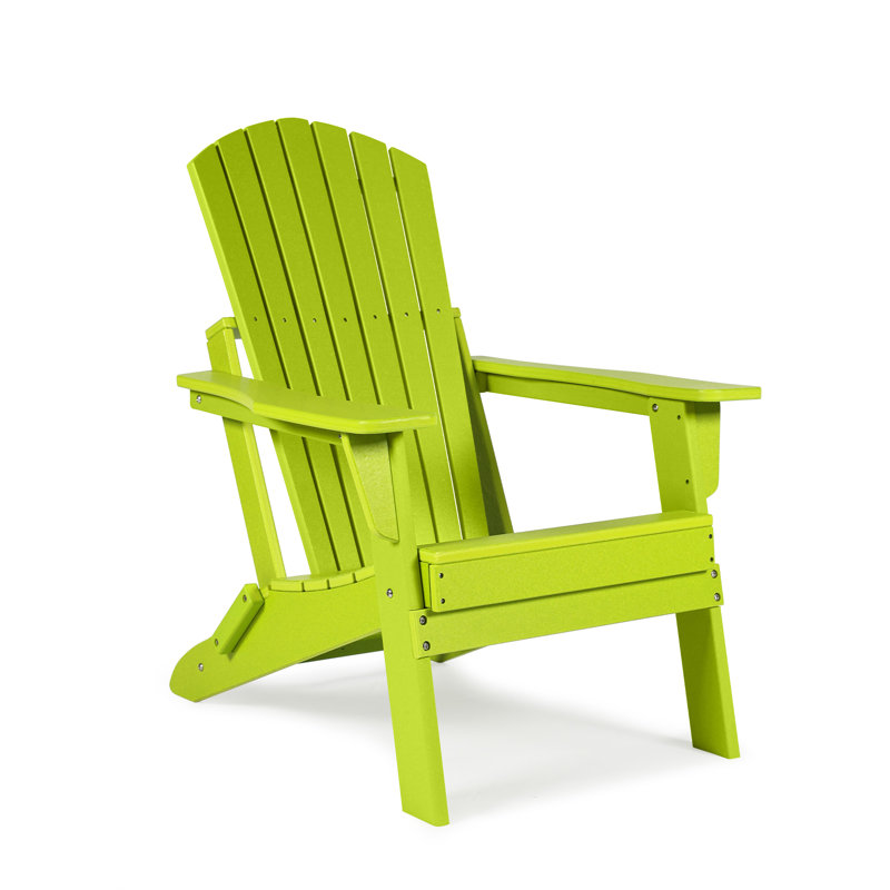 Anbut High - Density Polyethylene (HDPE) Folding Adirondack Chair, Lime Green