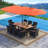 11 PCS Patio Dining Set w/ 15ft Double-Sided Patio Umbrella (Base Included) Turquoise-123552233-123552237