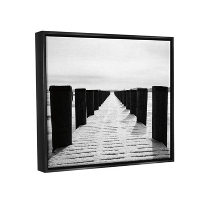Winter Dock Snowy Beach - Photographie sur toile à cadre flottant