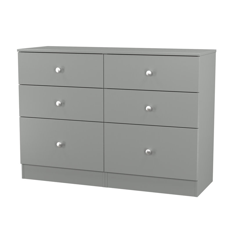 Sylvera 110cm W 6 - Drawer Chest of Drawers, Grey