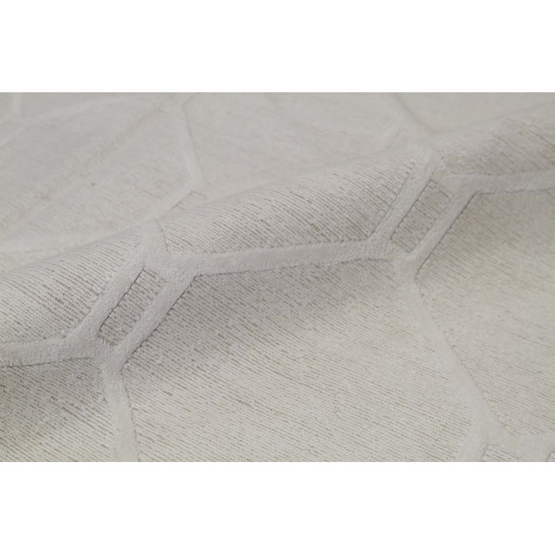 Cotton Geometric Area Rug in Gray