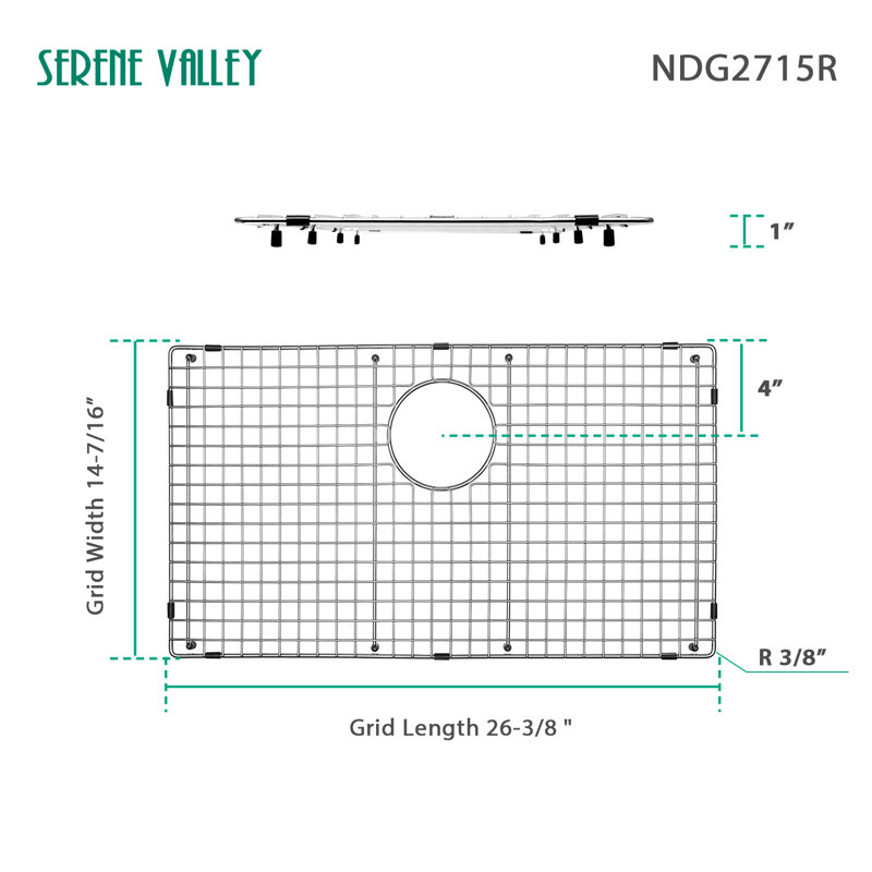 26.38-in x 14.45-in Rear Drain Heavy-Duty Stainless Steel Sink Grid