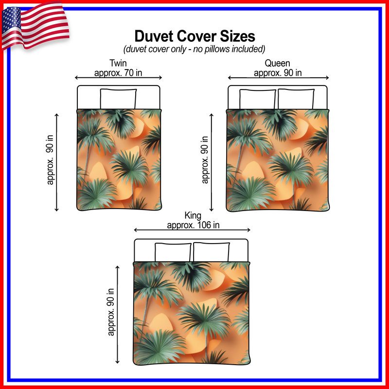 Housses de couette feuilles de palmier tropicales, Lit simple