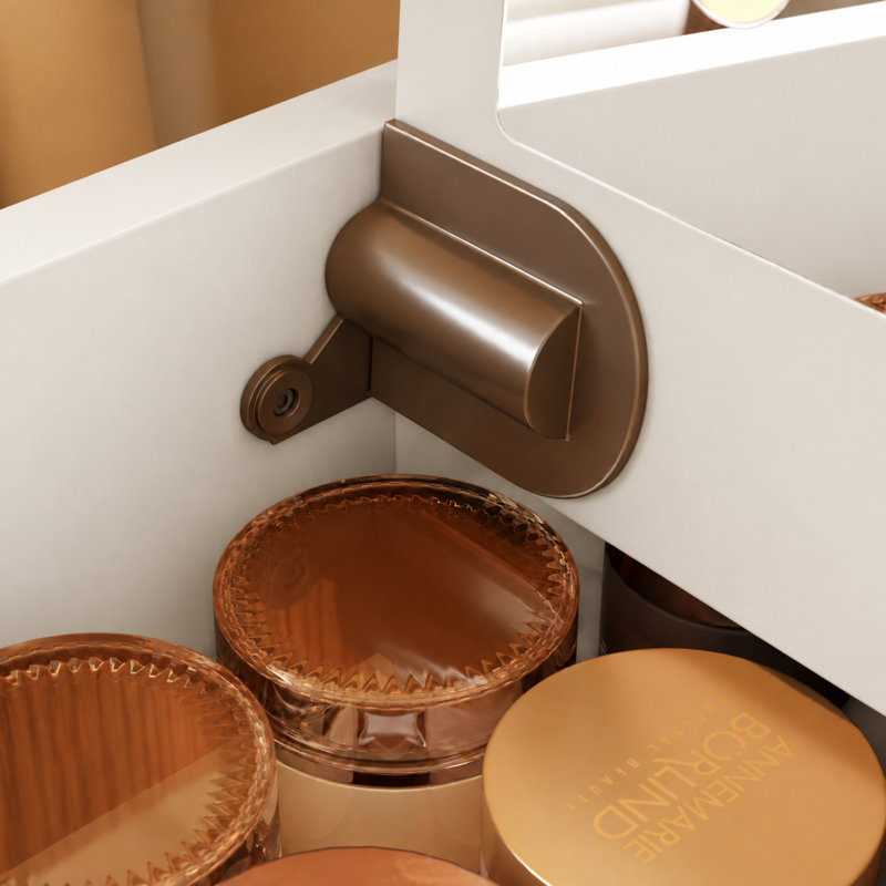 Coiffeuse Anita en bois massif avec miroir rabattable et modes d'éclairage, L 39,4 po, Blanc