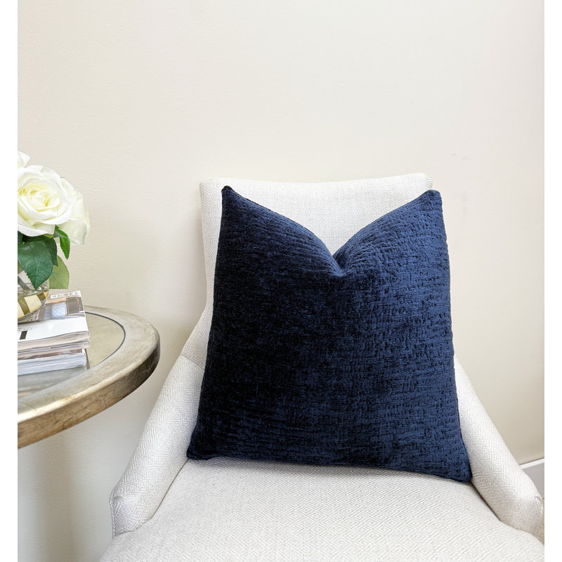 Housse de coussin en chenille unie, H 22 po x l 22 po 2, Bleu