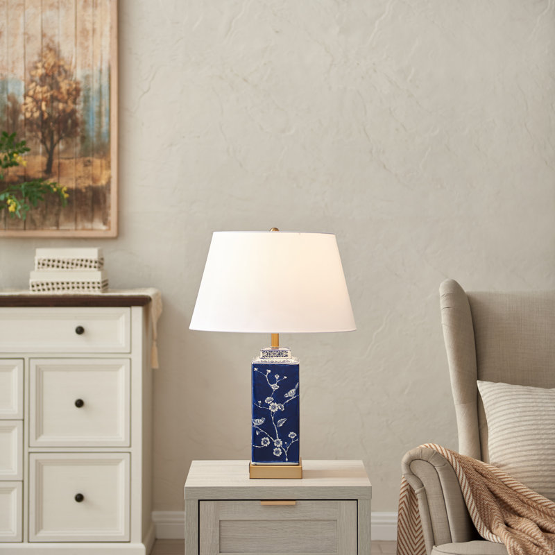 Keshon 23.5" Ceramic Dimmable Table Lamp Set With USB Ports & Type C