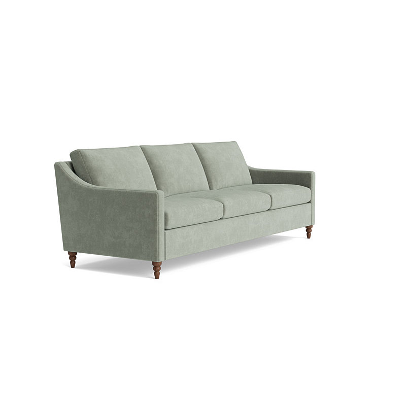 Vera Sofa (95"), Velvet - Sage, Walnut Finish (Turned)