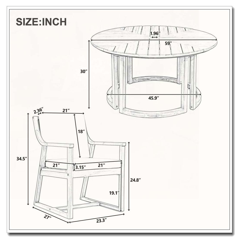 Patio Dining Table Set, Mocha