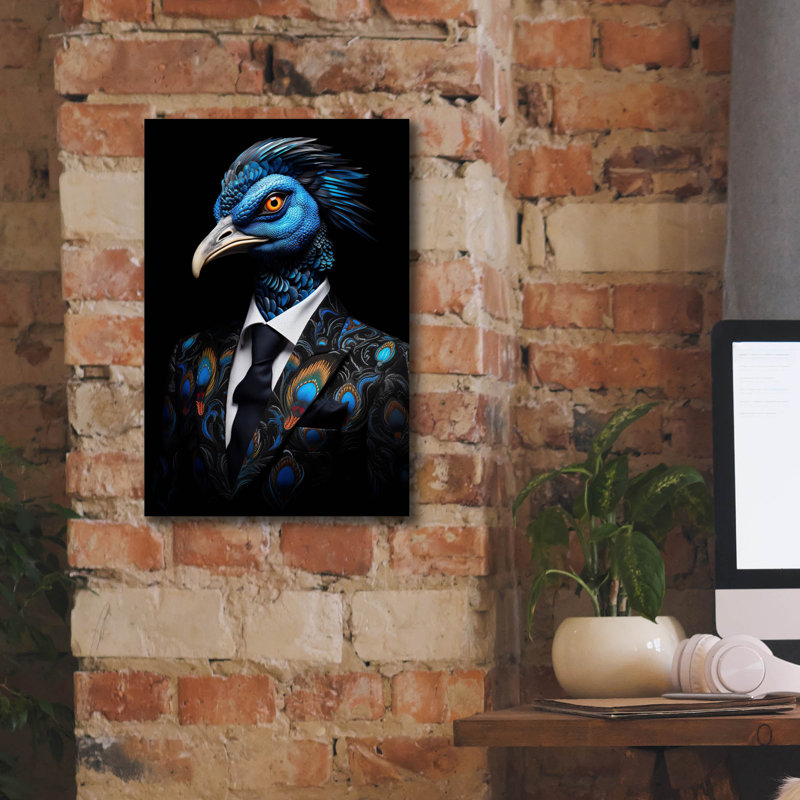 Trinx 'Sartorial Peacock' by r3darch0n Canvas Wall Art, 18" H x 12" W x 0.75" D