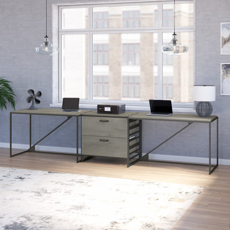 Bureau Kourtney, Gris rustique / noir