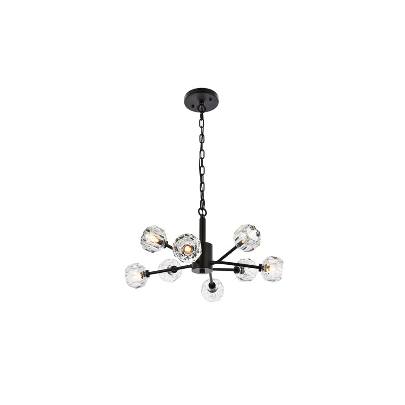 Luminaire suspendu sphérique spoutnik 8 lumières Boise, Noir