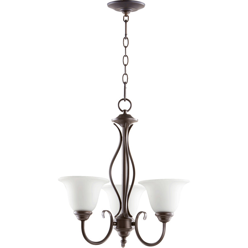 Bernardston 3 - Light Dimmable Classic / Traditional Chandelier, Oiled Bronze/Satin Opal