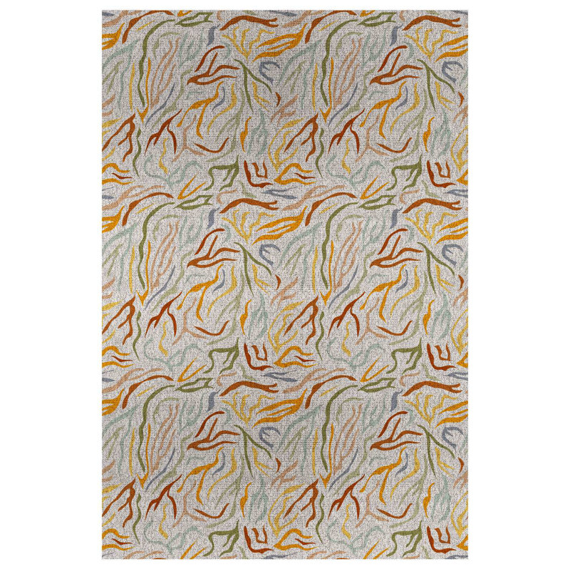 Axel Collection Digital Print Cotton-Polyester Beige Colorful Floral Rug, Runner 3'4" x 7'3"