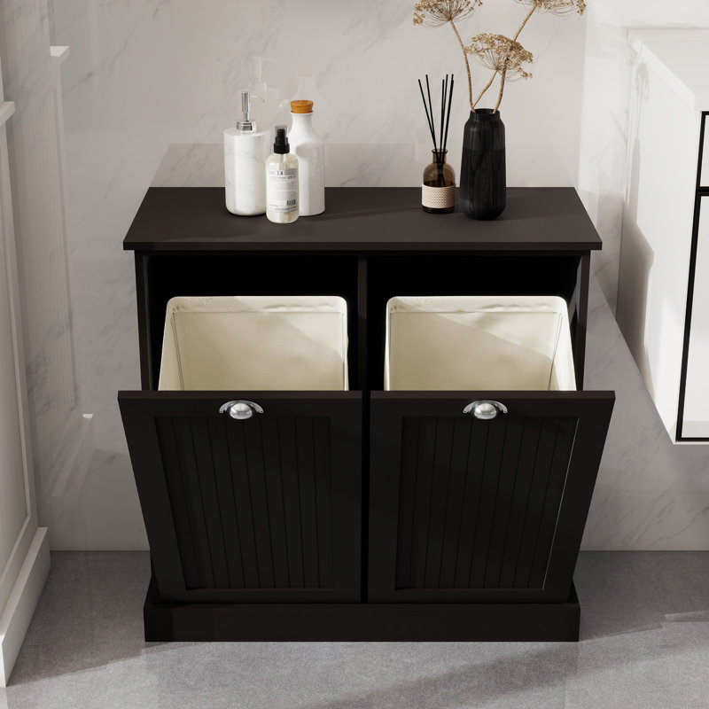 Black Laundry Sorter, E1 , Painting, Removable Cloth Bags, 100-pound Load-bearing, Assembly Manual And Drill Fashionable Sorter In - Protected Interior