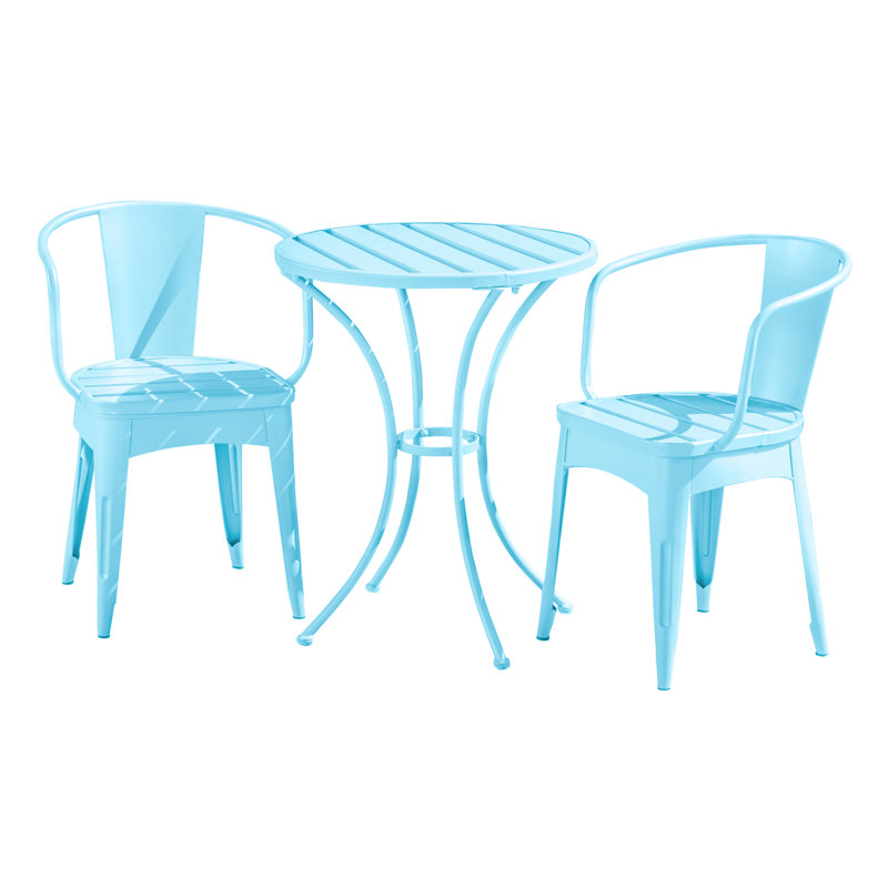 Ensemble de salle à manger 3 pièces Kardos, Bleu clair mat 