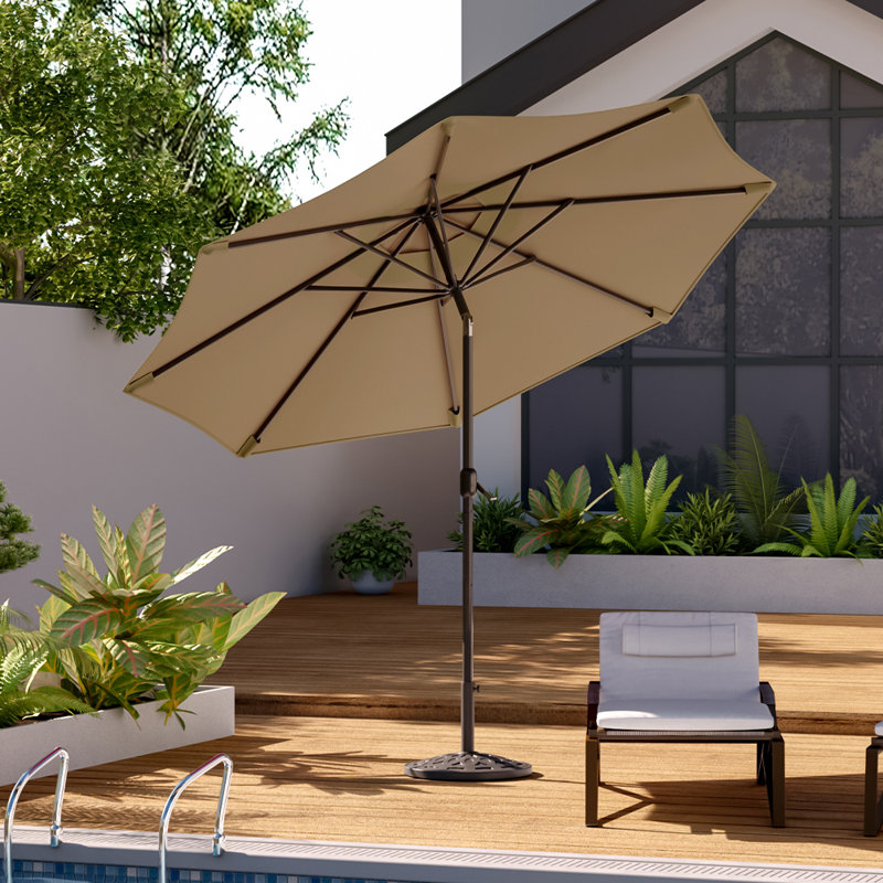 Aaroon 300 cm W X 300 cm D Octagonal Tilt Market Parasol with Crank Lift, Khaki