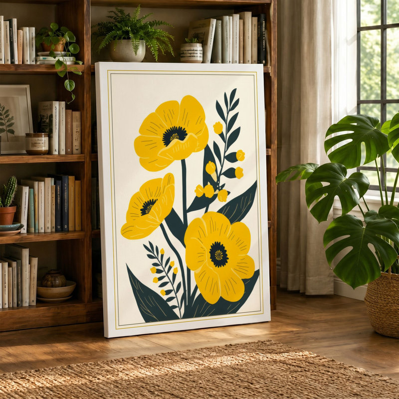 Three Stem Botanic Botanical - Wrapped Canvas, 24x16 - 61.0 x 40.6 cm, Sage Border