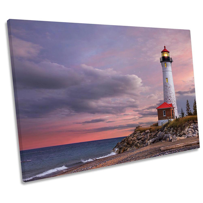 Crisp Point Lighthouse Michigan Framed - Wrapped Canvas Print, 50.8cm H x 76.2cm W x 2cm D