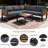 Abdel 4 Pieces Patio Conversation Sets with Cushions,L-shaped Sofa for Garden-473303731