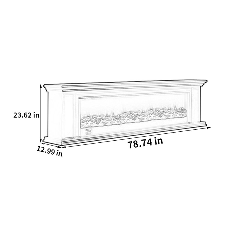Meuble télé American Fireplace, Noir, noir, noir, noir, 78.74"