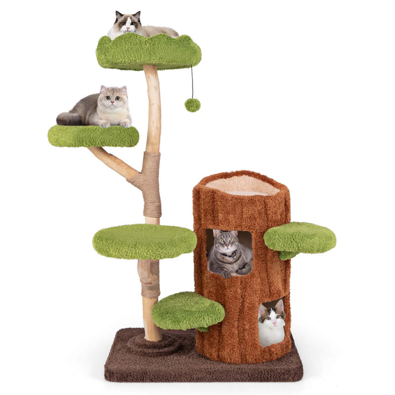Multi-level Cat Tree With Double Decker Cat House Scratching Posts & Sisal Panel