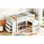 Lit mezzanine simple en bois d'hévéa blanc avec garde-corps et rangement supplémentaire - couleur-710670442