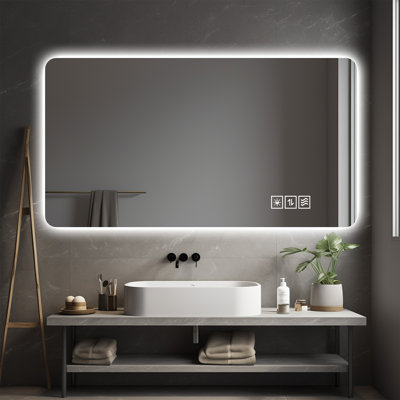 Wall mounted LED lighting mirror/bathroom mirror/full-length mirror/makeup mirror, three color lighting+dimming
