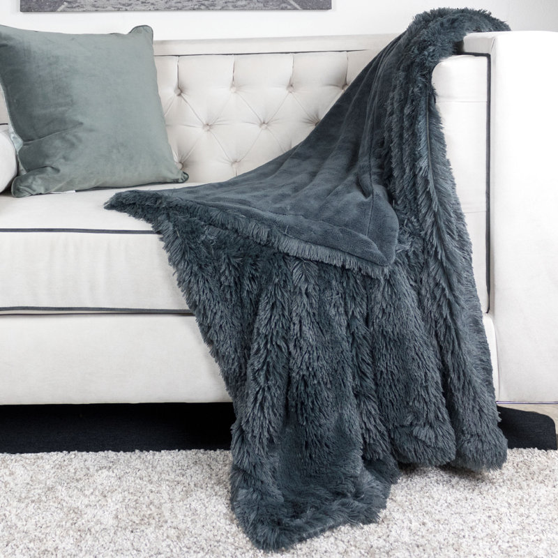 Hand Woven Throw Blanket, Metal Gray
