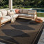 Tapis intérieur / extérieur tissé à motif géométrique gris foncé / naturel de style jute facile d'entretien