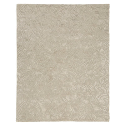 Labyrinth Abstract Area Rug in White/Ivory