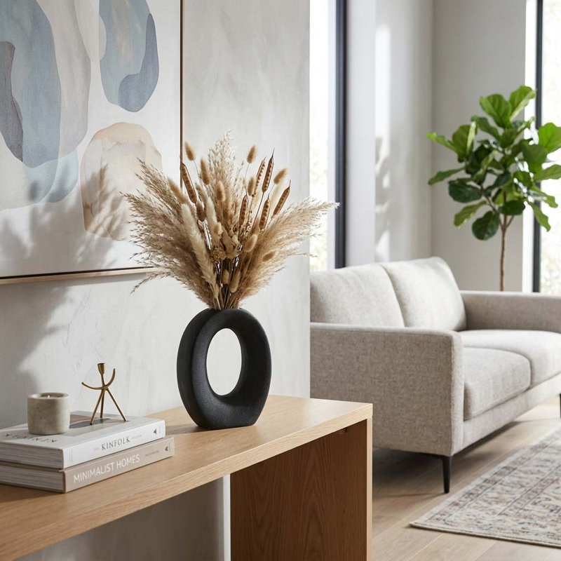 Vase de table sculptural en céramique sculpturale pour la décoration intérieure, H 7 po x l 2 po x P 2 po, Noir