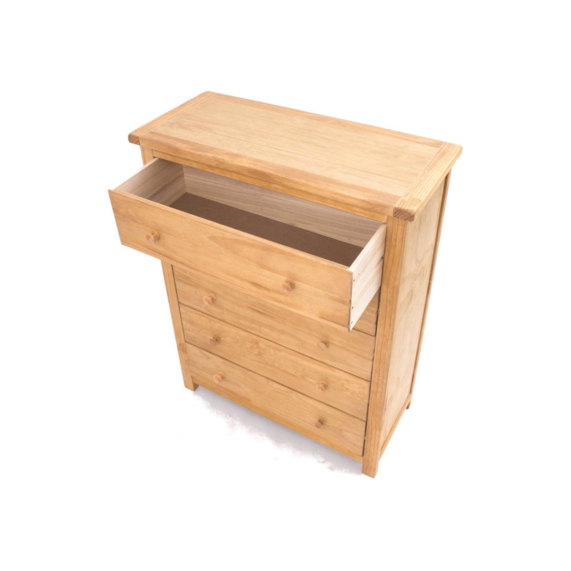 Pompey 5 Drawer 90Cm W Solid Wood Chest Of Drawers, Waxed