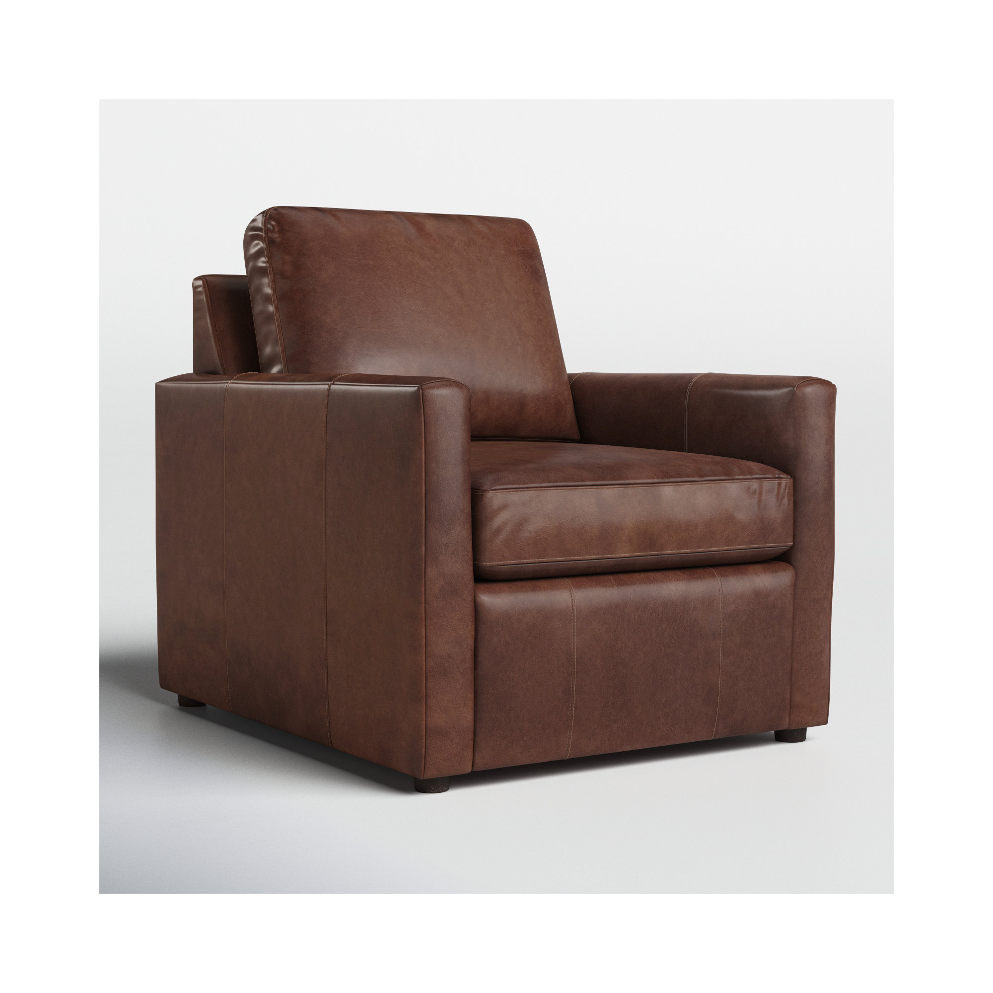 Savannah Upholstered Armchair, Rustic Genuine Leather
