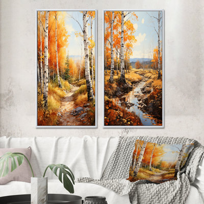 «Birch Woods Autumn Sonata», 2 pièces sur toile