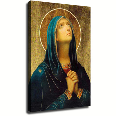 Our Lady of Sorrows Virgin Mary Canvas Wall Art Framed Ready to Hang Living Room Bedroom Home Decor
