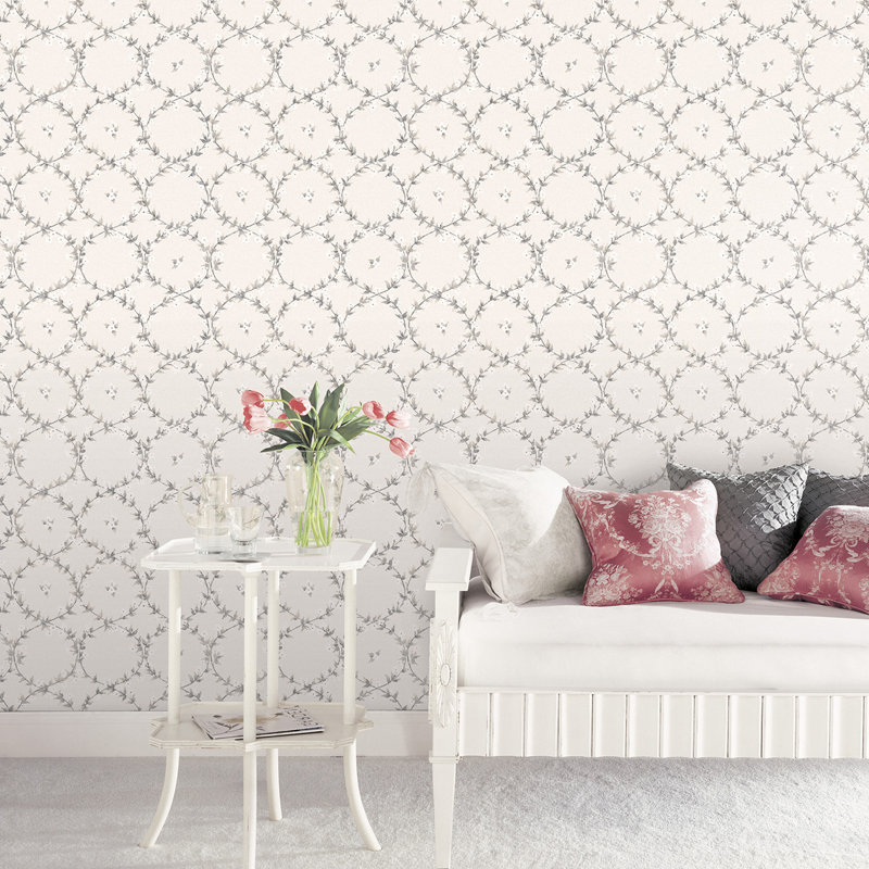 Garretson 1000cm x 52.8cm Satin Wallpaper Roll, Grey