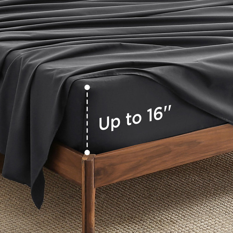 Ensemble de lit en flanelle 100% coton, Gris noir, Ensemble de draps pour lit simple avec 1 taie d'or