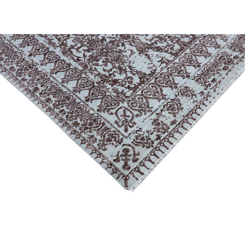 Tapis argenté et brun noué à la main de haute qualité