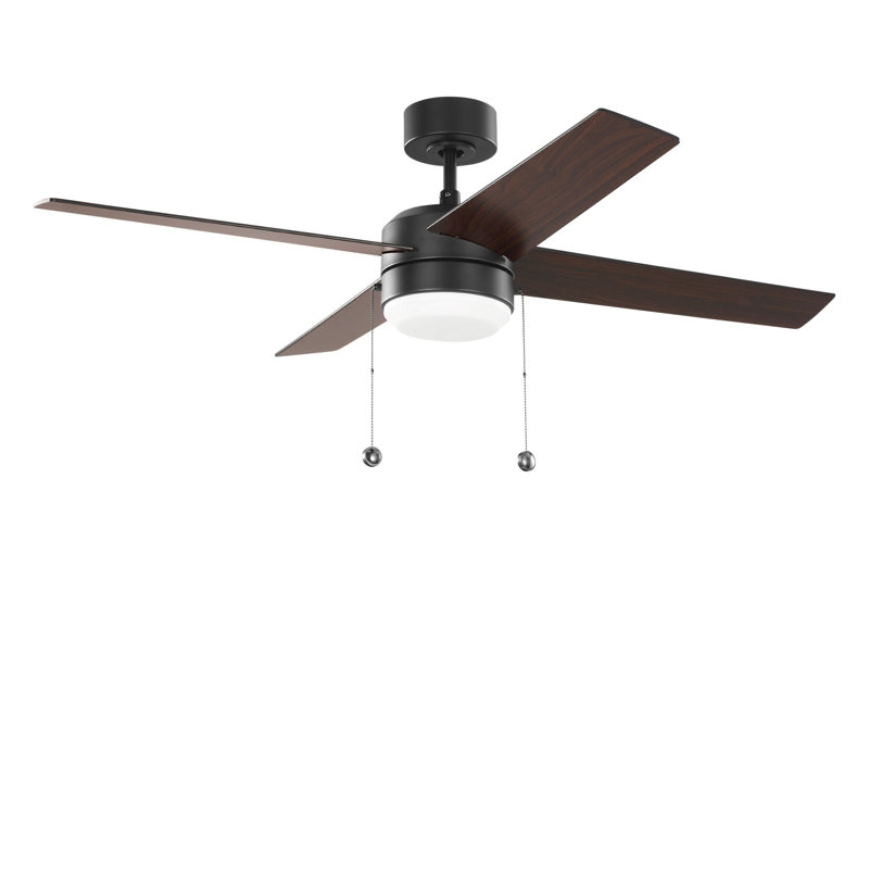 Ventilateur de plafond à DEL Loni 52, Chaîne à tirer, Nuit noire, Noyer américain / noir minuit