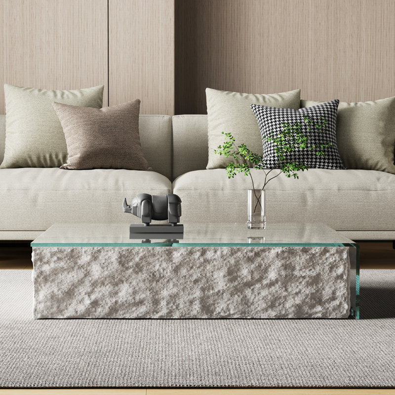 Expandable Storage Coffee Table With Transparent Glass.