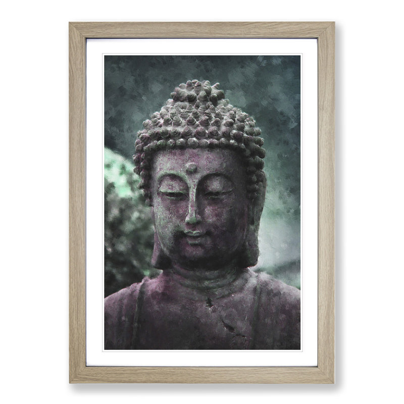 Buddha Statue Vol.1 - Picture Frame Painting, 65cm H x 48cm W x 2cm D, Oak