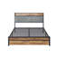 Metal Platform Bed Frame with Velvet Button-Tufted Headboard, 2 Storage Drawers, LED Light & USB Charging Port, Heavy Duty, Brown Wooden Panel, No Box Spring Needed-89682478